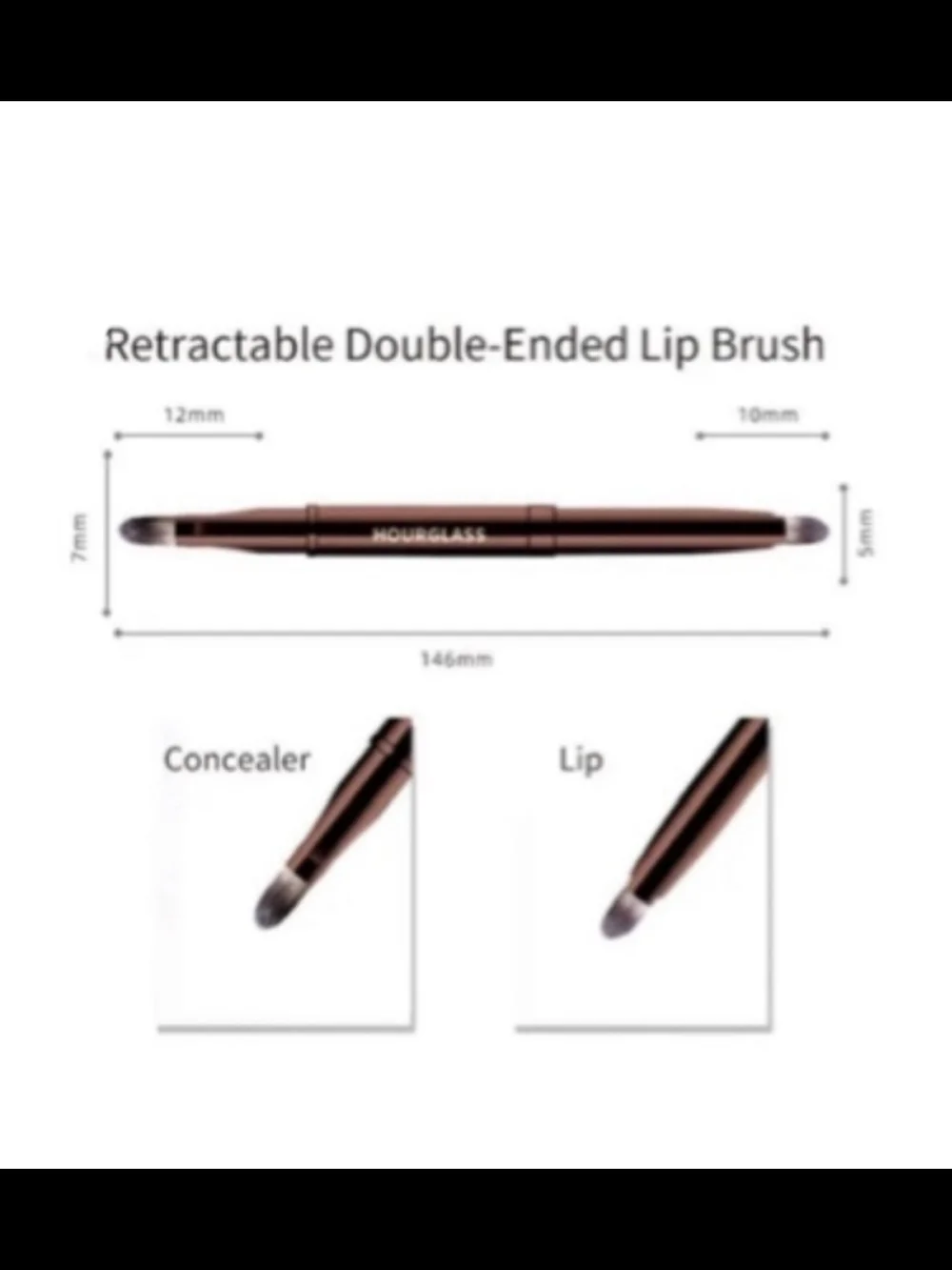 Hourglass Double-Ended Retractable Lip Brush — Metallic Gray